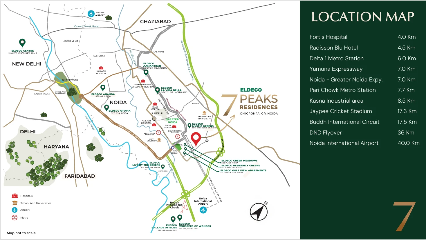 Location map of Eldeco 7 Peaks in Omicron 1A Greater Noida